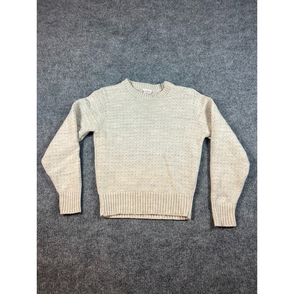 Vintage 80s Beldoch Popper Sweater Made in USA White w/‎ Button Shoulder Classic